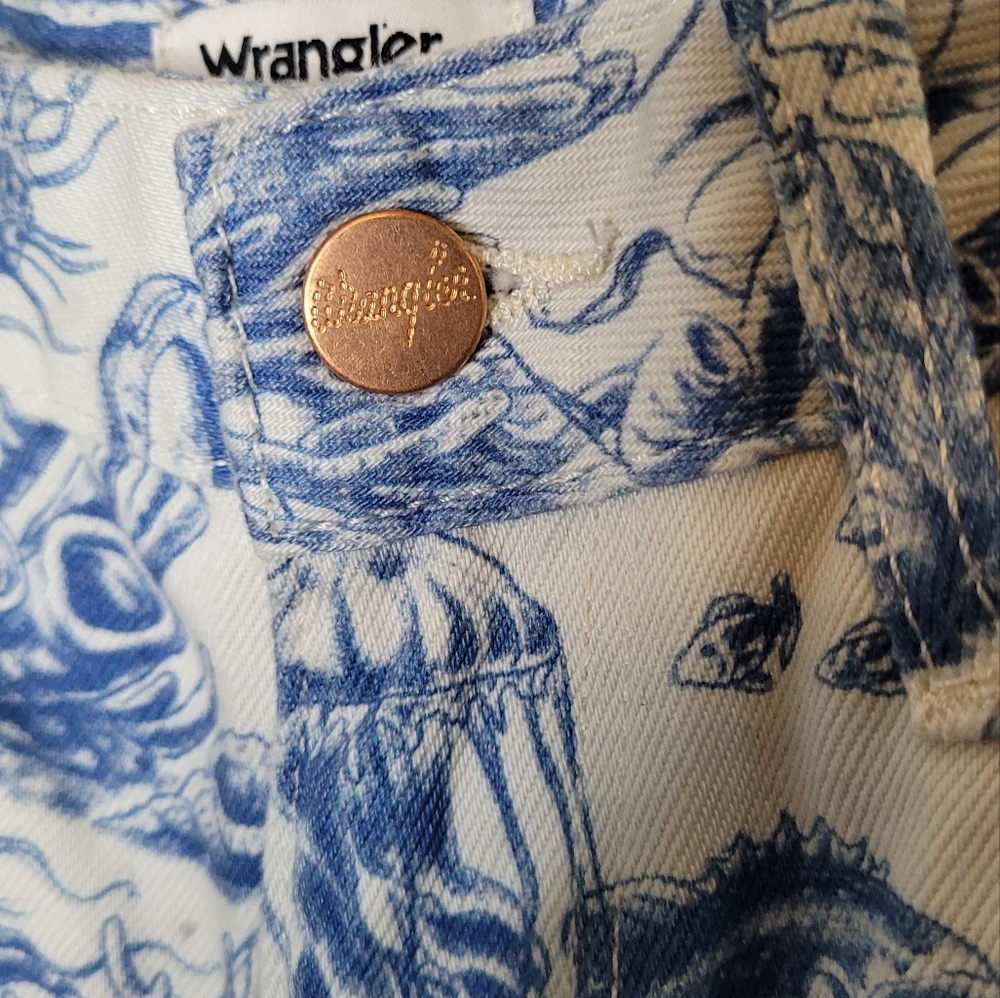 Wrangler High Rise Wanderer FLARE JEAN IN SAILING SEVEN SEAS Nautical Print - Picture 9 of 15
